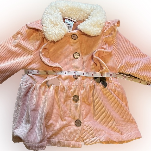NWT Pink Coat - 24M - Adorable Gray Bows Fuzzy Collar - Bundle Up in Style! 🎀✨" - Picture 6 of 11